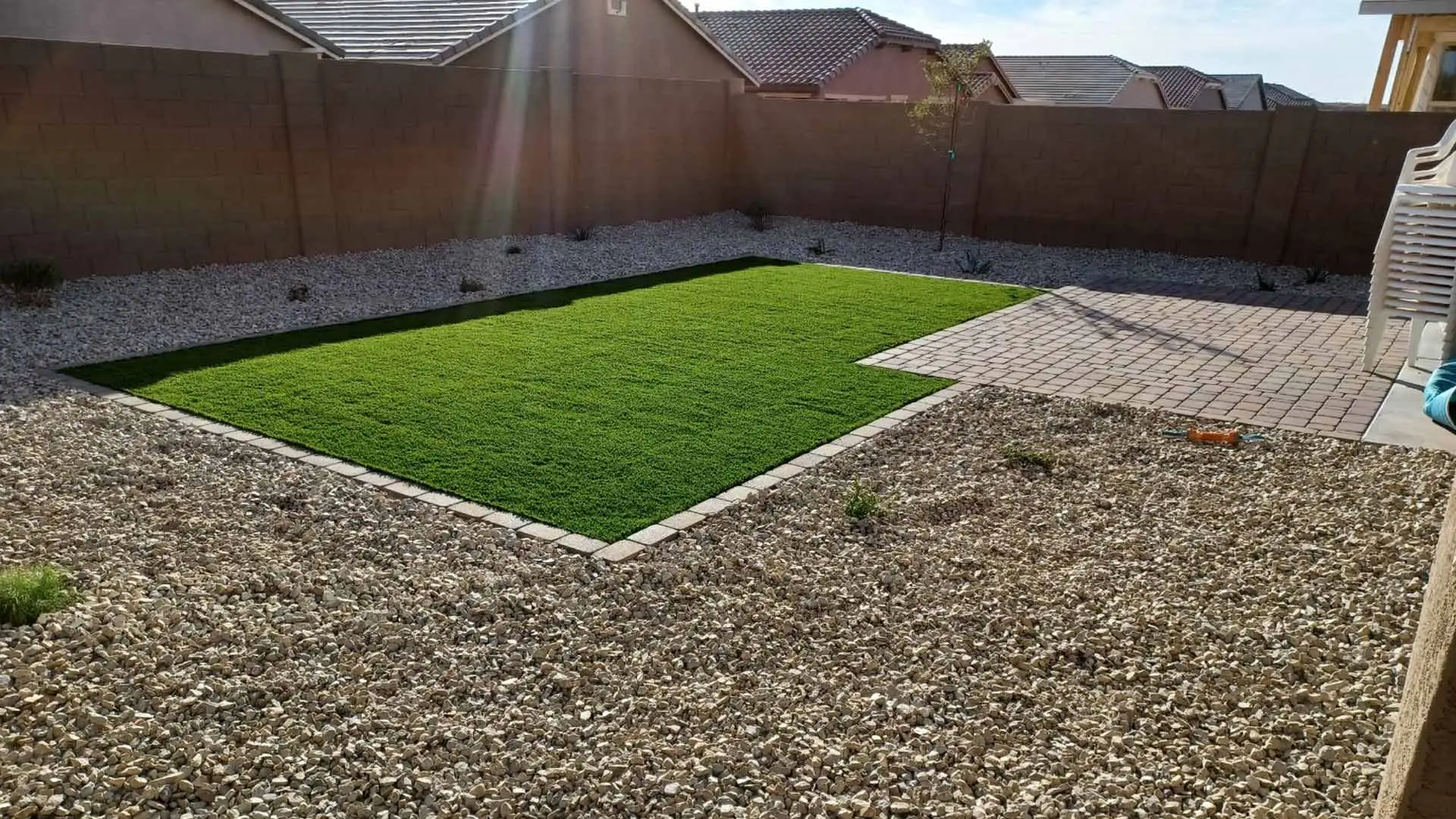 Artificial turf installed for backyard in Windsong, AZ.