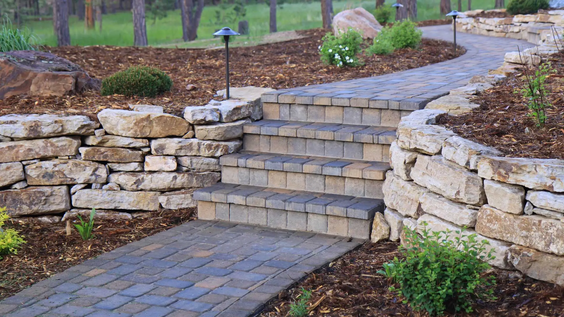 Outdoor steps installed beside a retaining wall in Scottsdale, AZ.