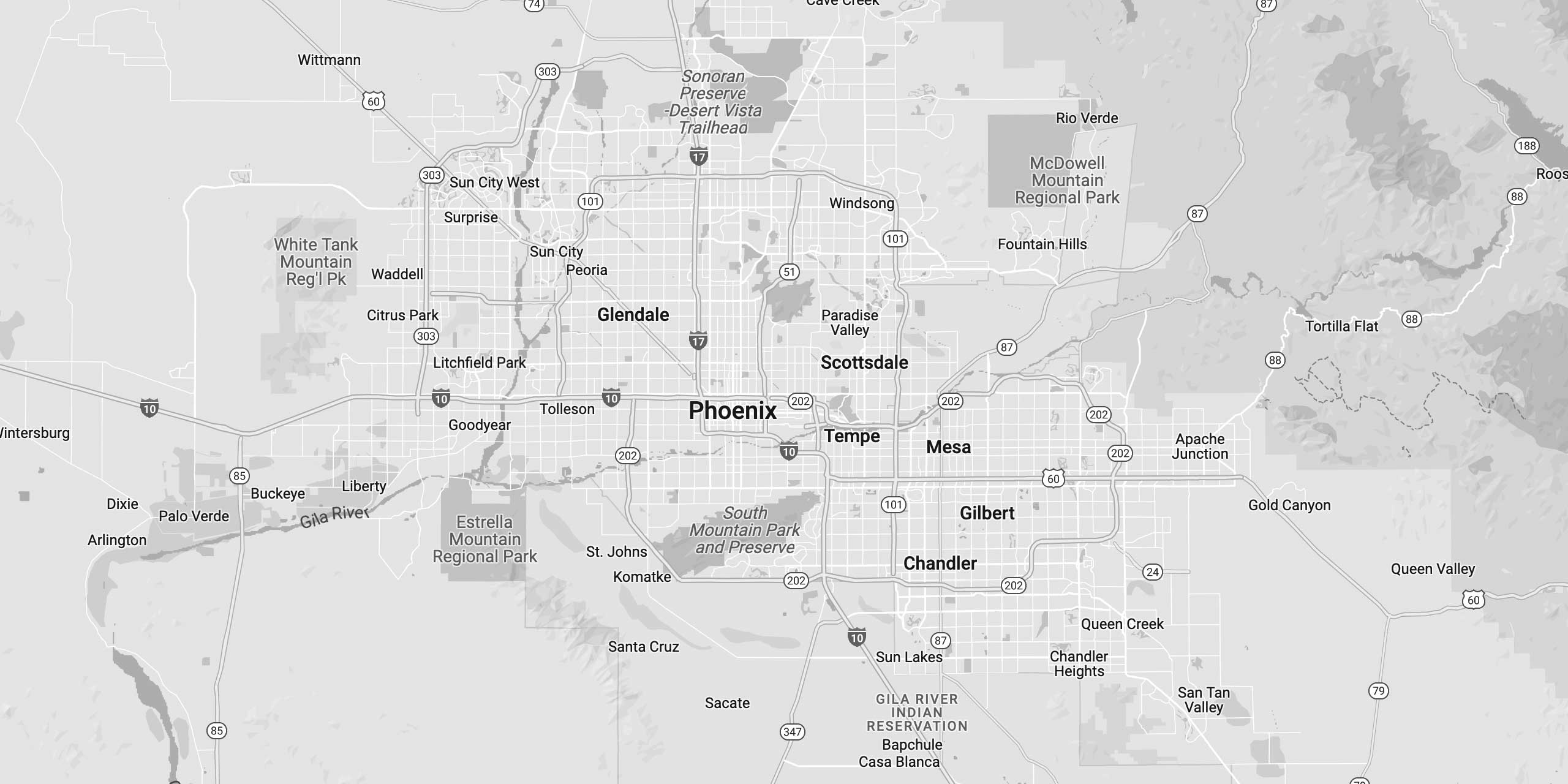 Phoenix, Arizona area map background.