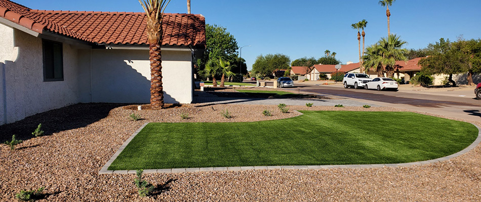 Artificial turf installed in front of a home in Phoenix, AZ.