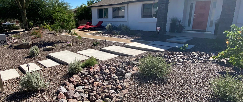 Paver walkway installed by Divine Design Landscaping in Glendale, AZ.