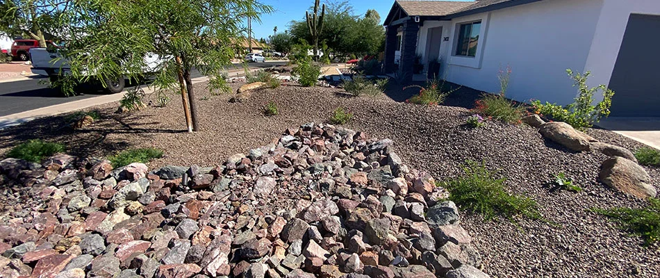 Rocks installed over landscape in Scottsdale, AZ.